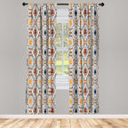 Ambesonne Boho Window Curtains Pack Of 2, Chevrons Strips And Dots With Hearts Vintage Like Print, Lightweight Set With Rod Pock