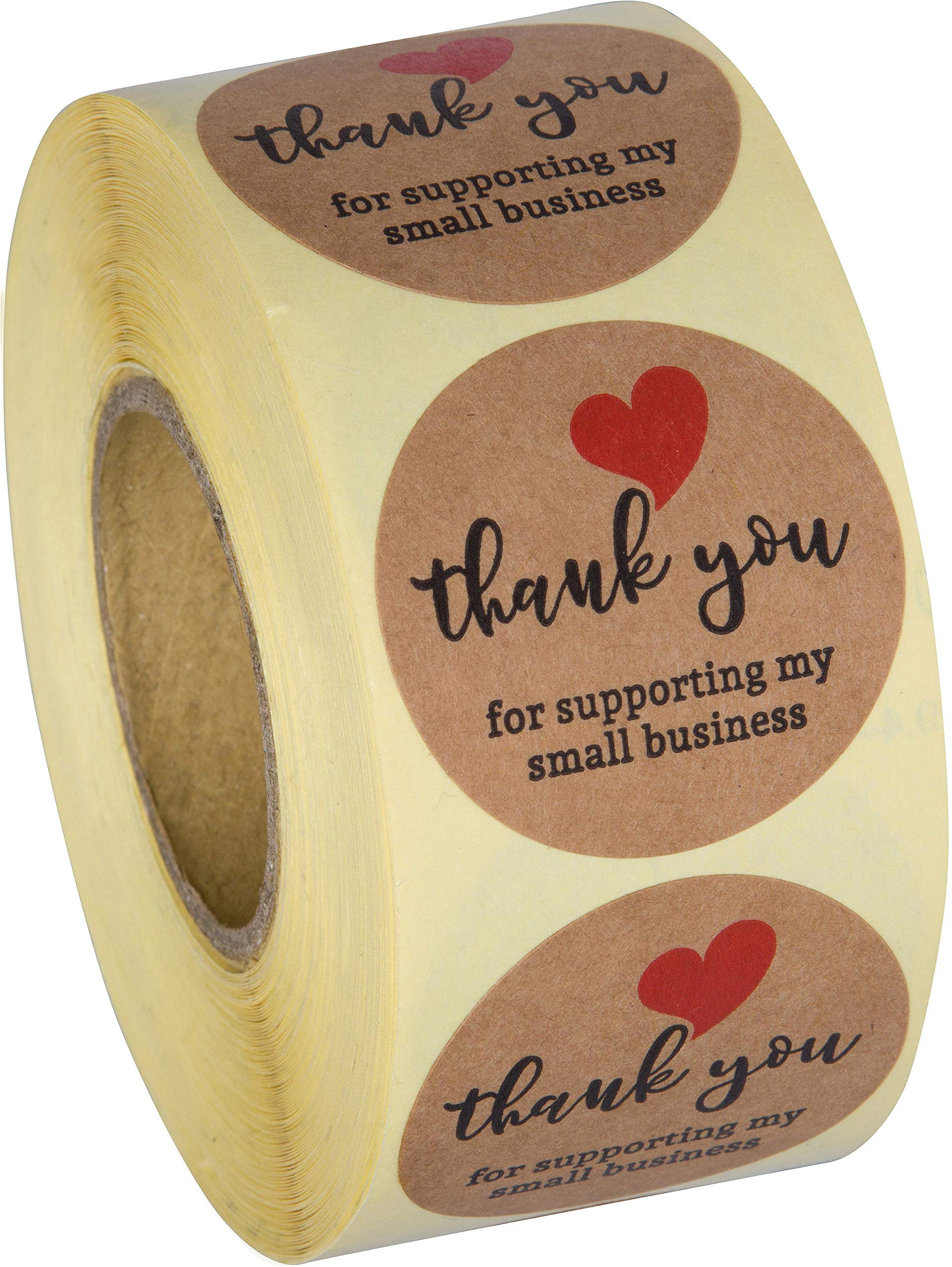 Sweetzer & Orange Thank You For Supporting My Small Business Stickers | Roll Of 500 Kraft Stickers | Labels & Mailing Supplies F