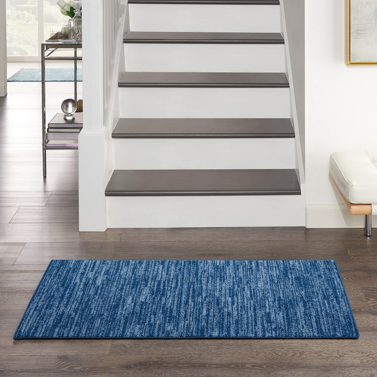 Nourison Essentials Solid Contemporary Navy Blue, Runner Rug, 2' X 6'