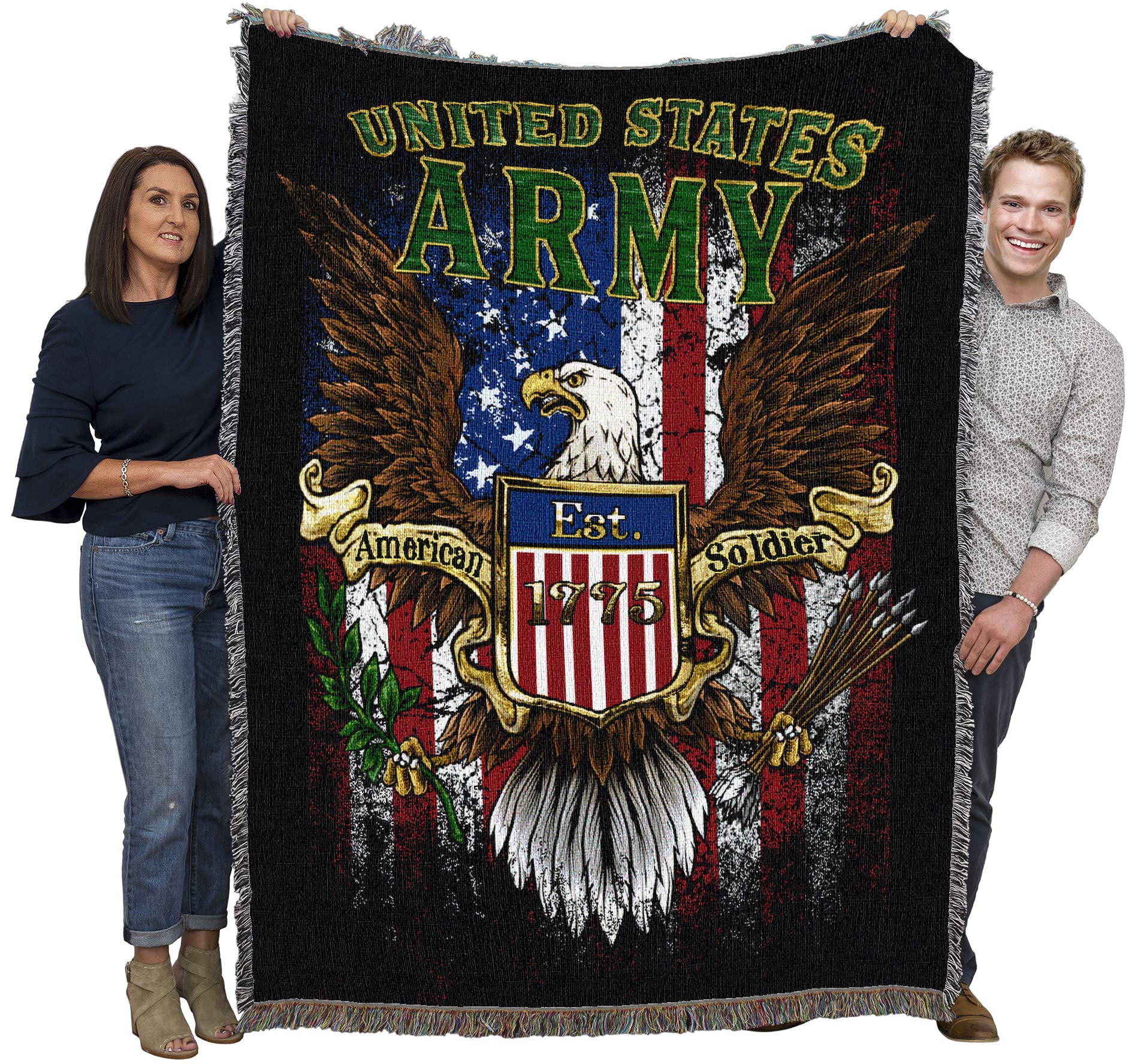 Pure Country Weavers Us Army - Strong Blanket Eagle American Flag - Gift Military Tapestry Throw Woven From Cotton - Made In The