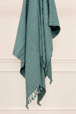Rizzy Home Cable Knit 50" x 60" Cotton Throw in Teal