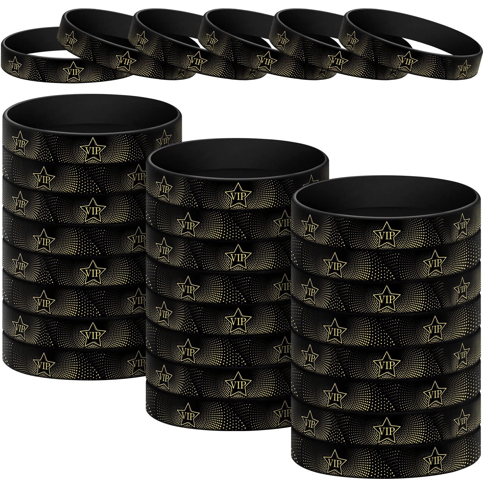 Sratte 30 Pcs Vip Wristbands Vip Silicone Wristbands For Events Gold Black Bracelets Soft Elastic Bracelets For Party Club Bar M