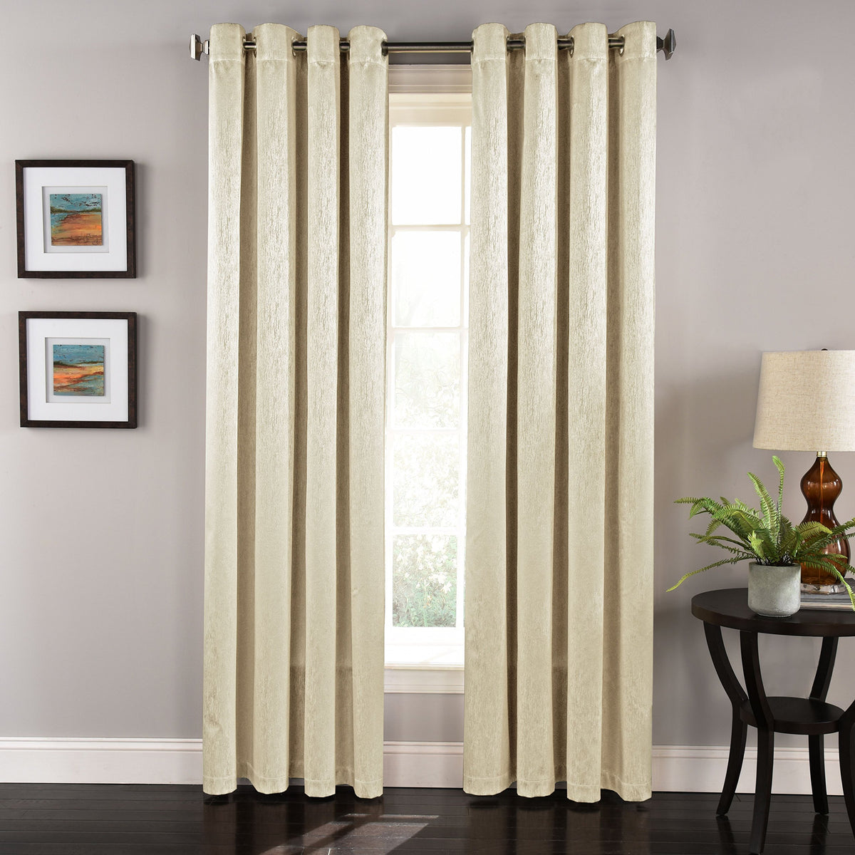 Lorraine Home Fashions 093068400111 BEIGE Aurora Grommet Window Curtain Panel, 55 x 84, Beige