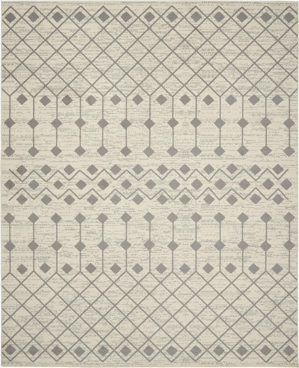 Nourison Grafix Moroccan Ivory/Grey 8'6' X 12' Area Rug, Easy Cleaning, Non Shedding, Bed Room, Living Room, Dining Room, Kitch