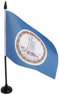 Virginia Table Flag 5' X 8' - Us State Of Virginie Desk Flag 21 X 14 Cm - Black Plastic Stick And Base - Az Flag
