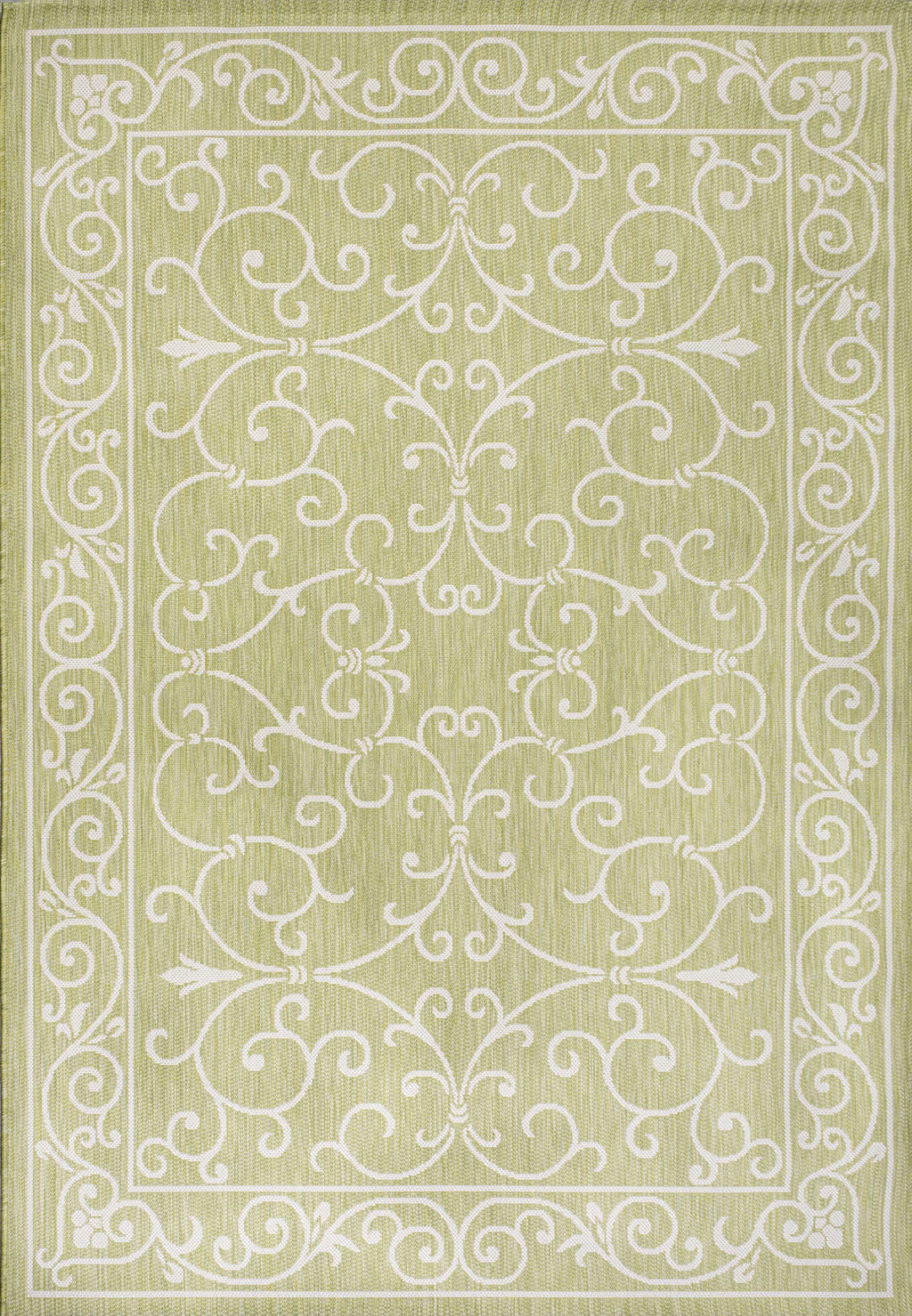 Jonathan Y Smb106H-5 Charleston Vintage Filigree Textured Weave Indoor Outdoor Area Rug, Coastal,Traditional,Transitional Easy Clean,Bedroom,Kitchen,Backyard,Patio, Non-Shed, Green/Cream, 5 X 8