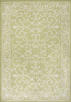 Jonathan Y Smb106H-5 Charleston Vintage Filigree Textured Weave Indoor Outdoor Area Rug, Coastal,Traditional,Transitional Easy Clean,Bedroom,Kitchen,Backyard,Patio, Non-Shed, Green/Cream, 5 X 8