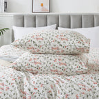 Honeilife Duvet Cover Queen Size - Cotton Comforter Cover Floral Duvet Cover Sets 3-Pc, Soft & Breathable Duvet Cover With Zippe