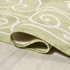 Jonathan Y Smb106H-5 Charleston Vintage Filigree Textured Weave Indoor Outdoor Area Rug, Coastal,Traditional,Transitional Easy Clean,Bedroom,Kitchen,Backyard,Patio, Non-Shed, Green/Cream, 5 X 8