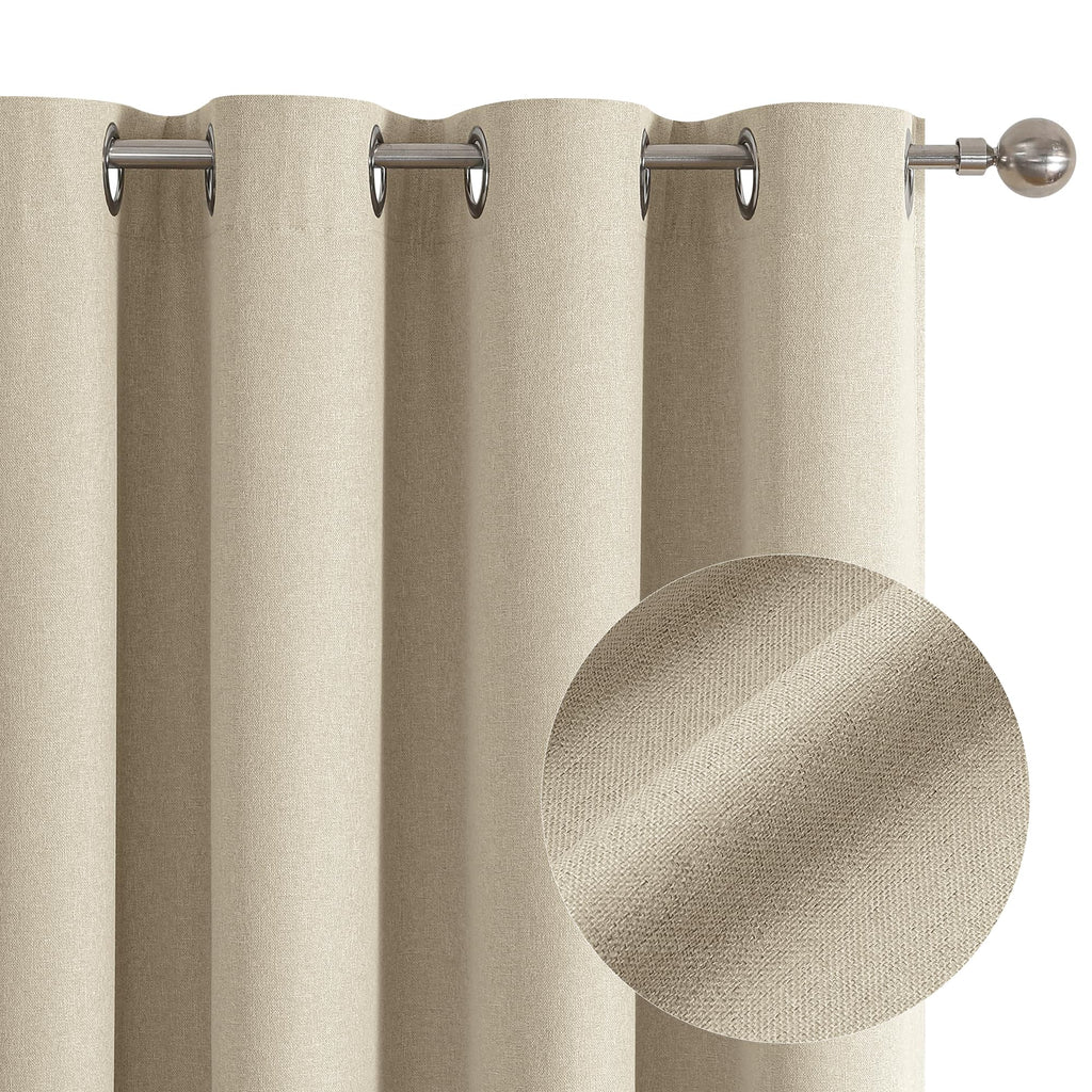 Chrisdowa Blackout Curtains 108 Inches Long For Bedroom Linen Curtains With Liner 100% Complete Black Out Full Light Blocking En