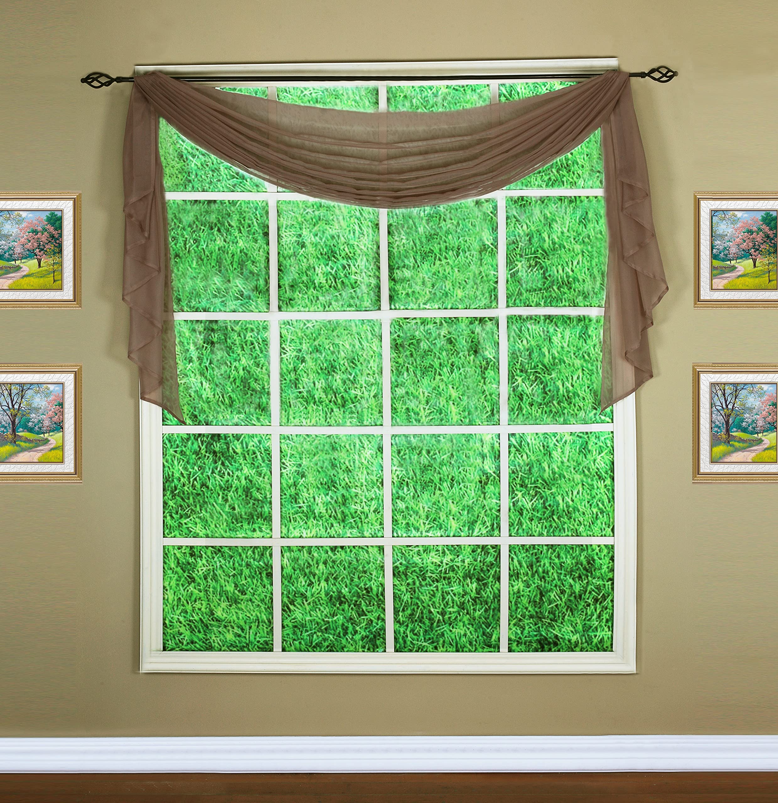 Today'S Curtain Emelia Original Voile Scarf 144', Taupe, 45' W X 144' L