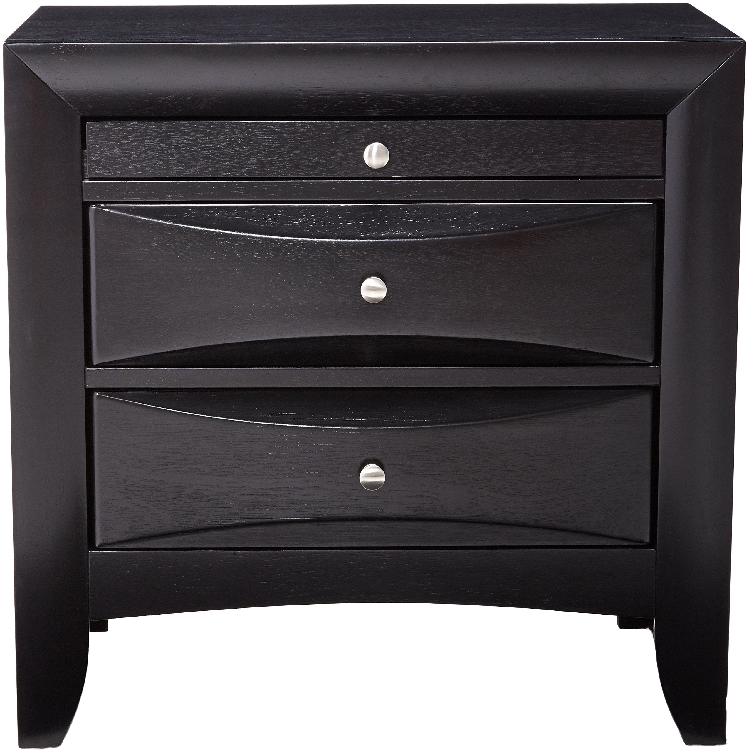 Coaster Furniture Briana Modern 2 Drawer Nightstand Bedroom Bedside Table Storage Drawers With Pull Out Service Tray Black 200702