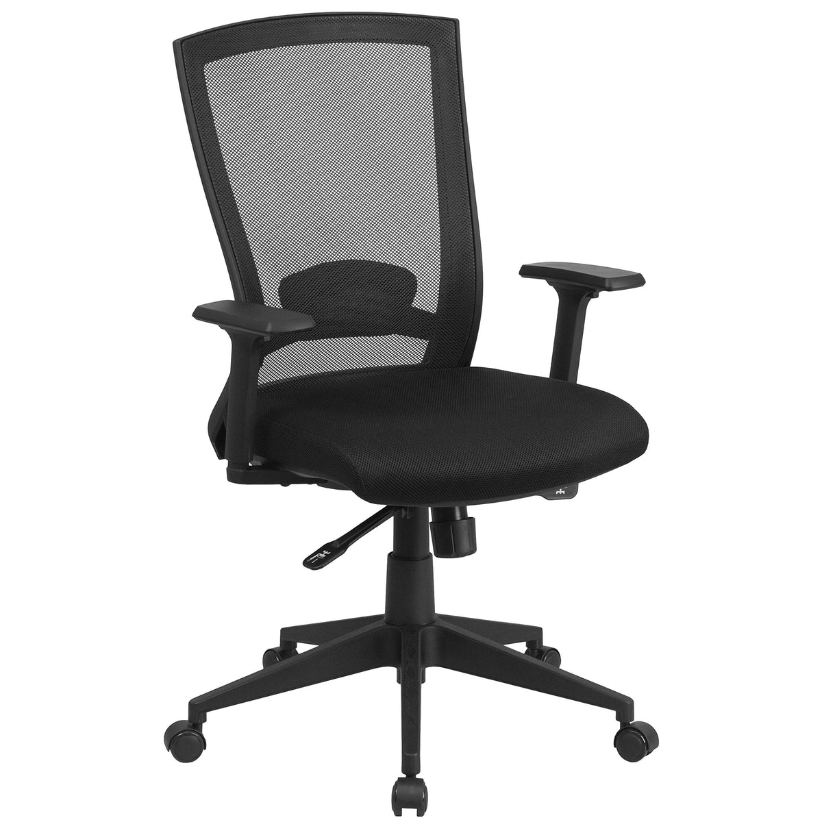 Flash Furniture Cleo Mid-Back Black Mesh Executive Swivel Ergonomic Office Chair with Back Angle Adjustment and Adjustable Arms