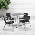 Flash Furniture Lila 27.5'' Square Aluminum Indoor-Outdoor Table Set With 4 Black Rattan Chairs