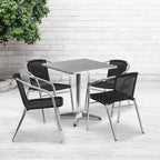 Flash Furniture Lila 27.5'' Square Aluminum Indoor-Outdoor Table Set With 4 Black Rattan Chairs