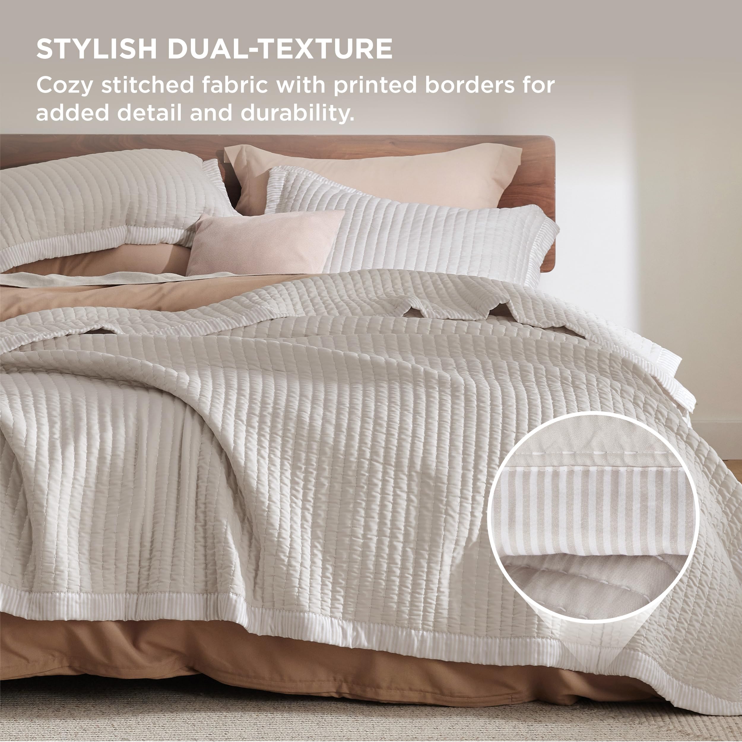 Bedsure Quilts Twin Size - Twin Quilt Bedding Set Bedspread Coverlet Comforter, Lightweight Corduroy Pattern Bedspread, 2-Piece Set With 68'X86' Coverlet & 1 Pillow Sham, All-Season Soft Microfiber