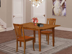 East West Furniture MLAV3-SBR-W 3 Piece Dining Room Furniture Set Contains a Rectangle Kitchen Table with Butterfly Leaf and 2 Dining Chairs, 36x54 Inch, Saddle Brown