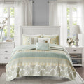 Madison Park 100% Cotton Quilt Set Floral Print, Double Sided Stitching, All Season, Lightweight Coverlet Shabby Chic Bedding La