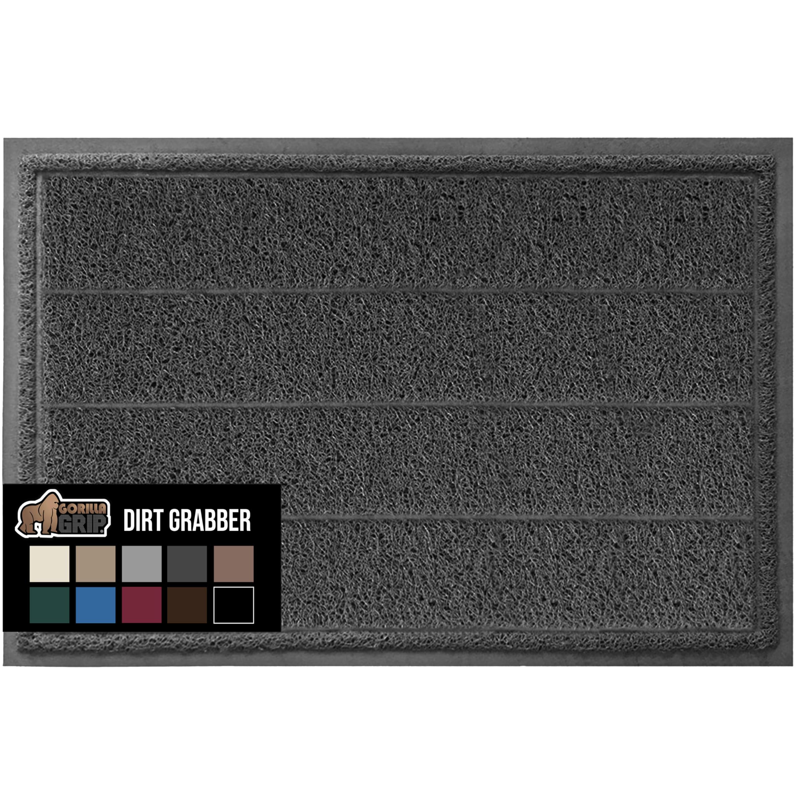 Gorilla Grip Dirt Grabber Mesh Door Mat, Low-Profile, Stain And Fade Resistant Heavy Duty Quick Dry Striped Doormat, Mats For Indoor Outdoor Entry, Shoe Scraper, Garage Entrance Mat, 47X35 Dark Gray