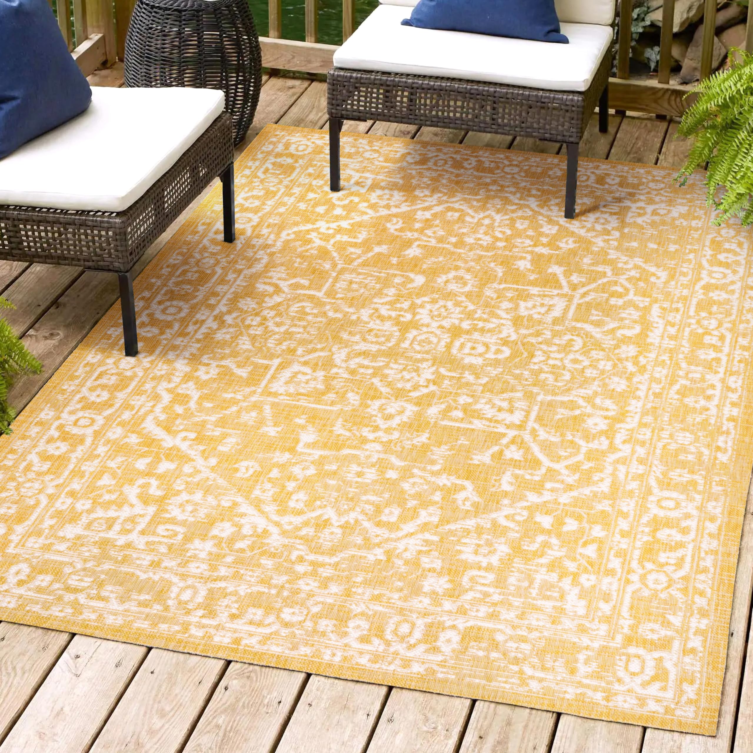 JONATHAN Y SMB104G-8 Malta Bohemian Medallion Textured Weave Indoor Outdoor Area-Rug, Coastal Traditional Transitional Easy-Clea