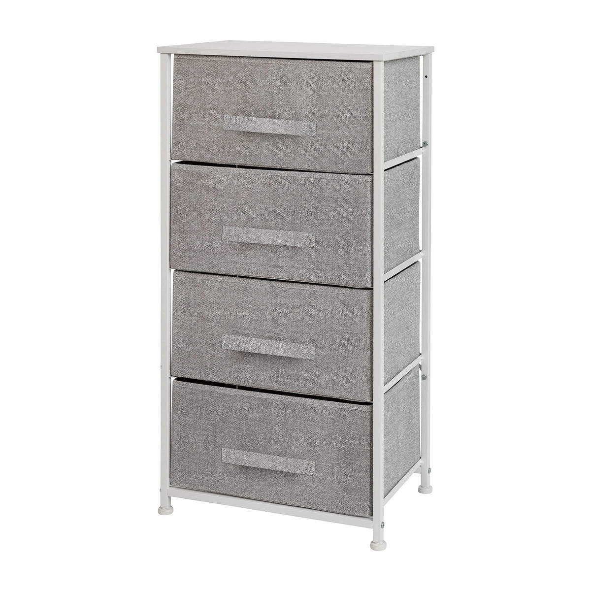 Flash Furniture Harris 4-Drawer Storage Chest of Drawers, Modern Bedroom Dresser with 4 Easy Pull Fabric Drawers and Engineered Wood Top, Light Gray