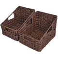 GRANNY SAYS Wicker Storage Baskets, Waterproof Wicker Basket with Handles, Trapezoid Woven Storage Bins for Organizing, Decorati