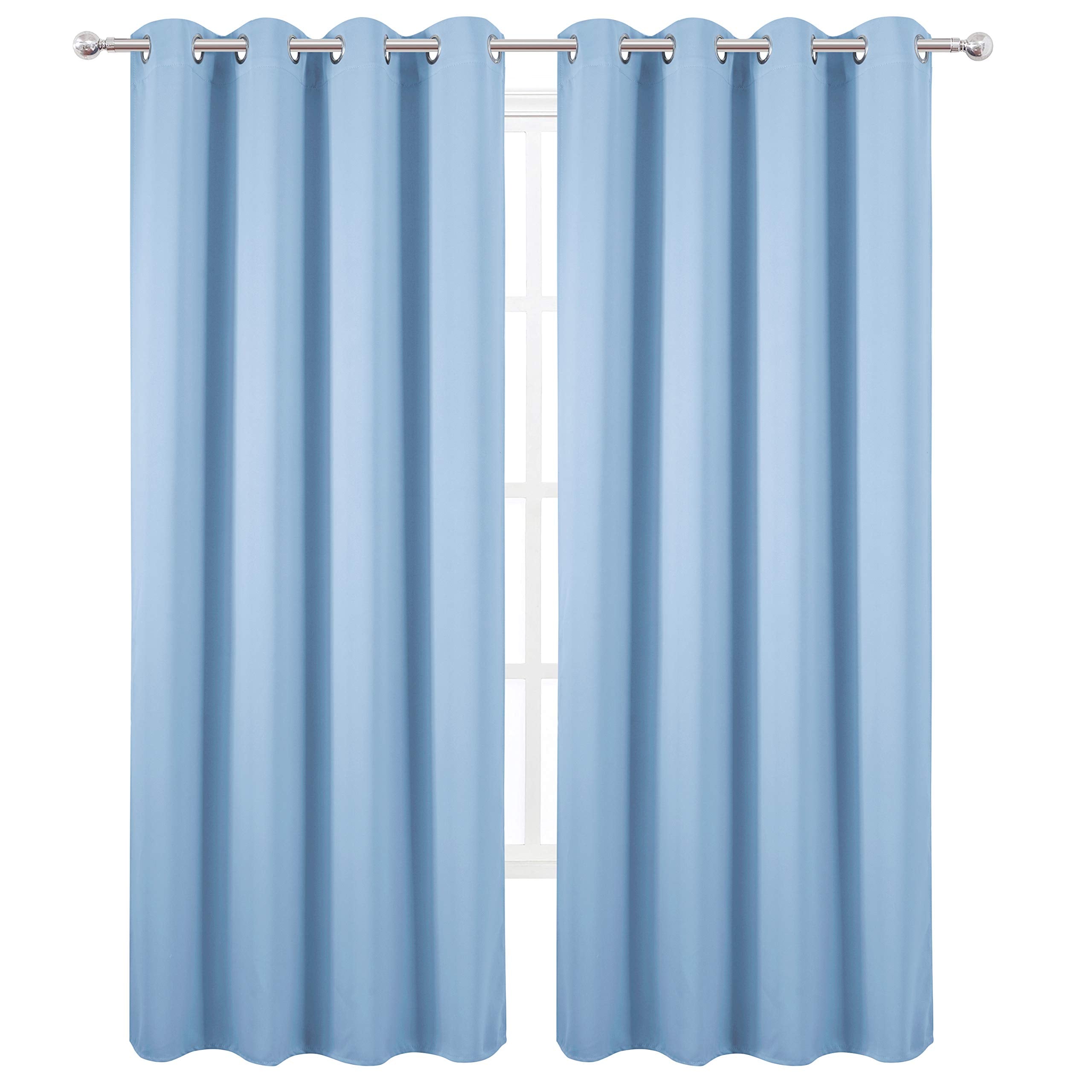 Lemomo Blackout Curtains 66 X 84 Inch/Sky Blue Curtains Set Of 2 Panels/Thermal Insulated Room Darkening Bedroom Curtains