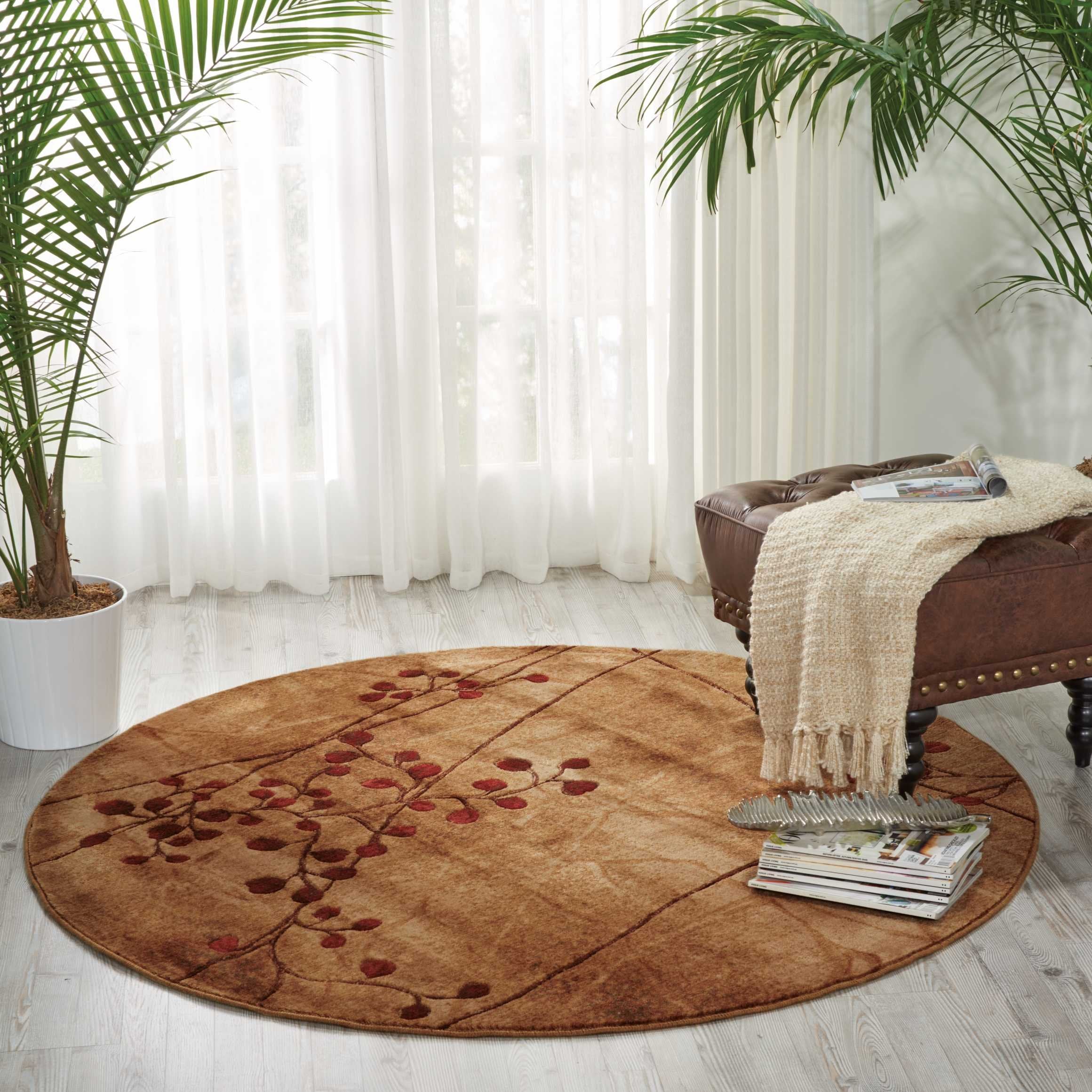 Nourison Somerset Rustic Latte 79 x ROUND Area -Rug, Easy -Cleaning, Non Shedding, Bed Room, Living Room, Dining Room, Kitchen 