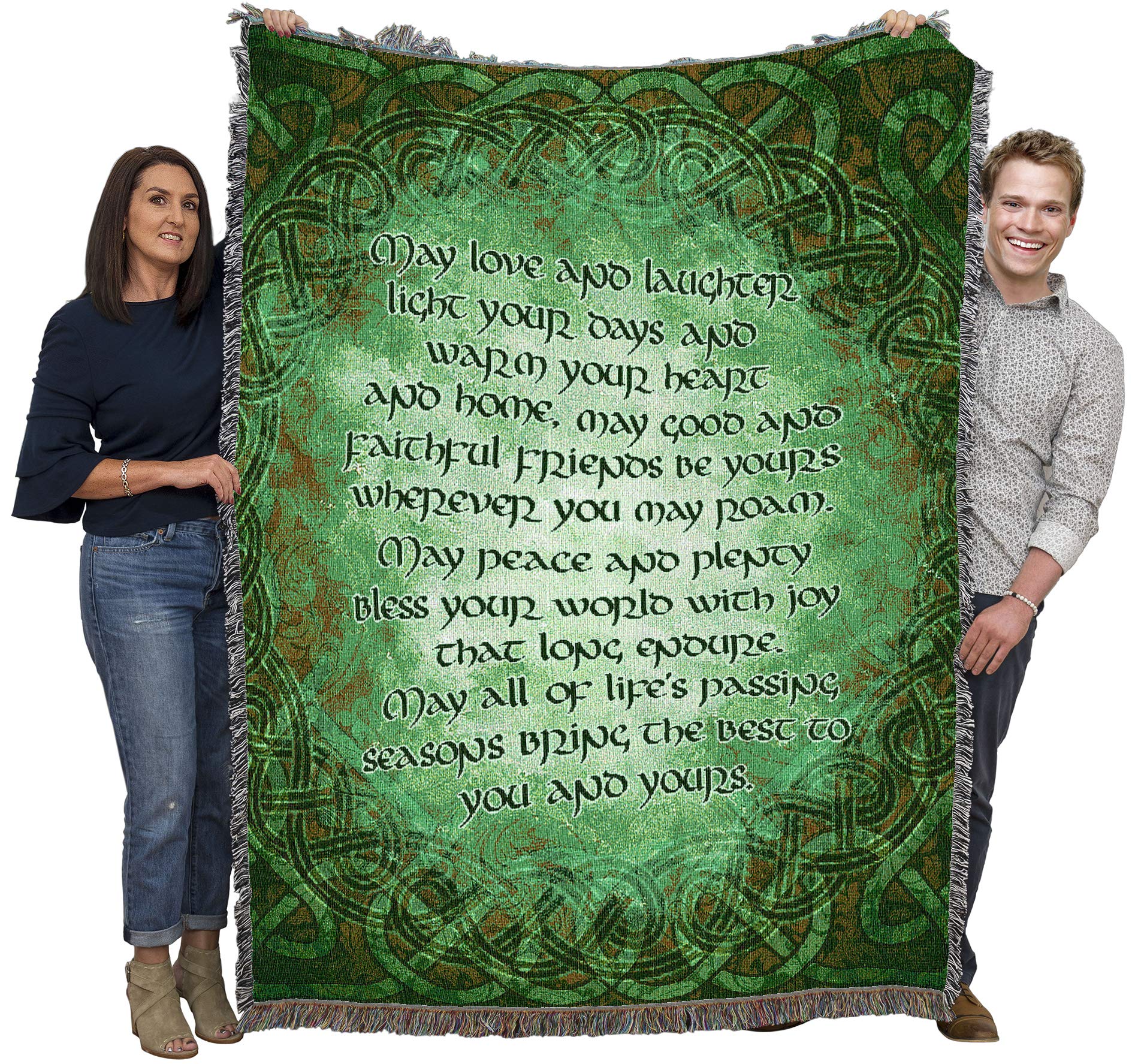 Pure Country Weavers Irish Blessing Blanket - May Love And Laughter Light Your Days And Warm Your Heart And Home - Celtic Gift T