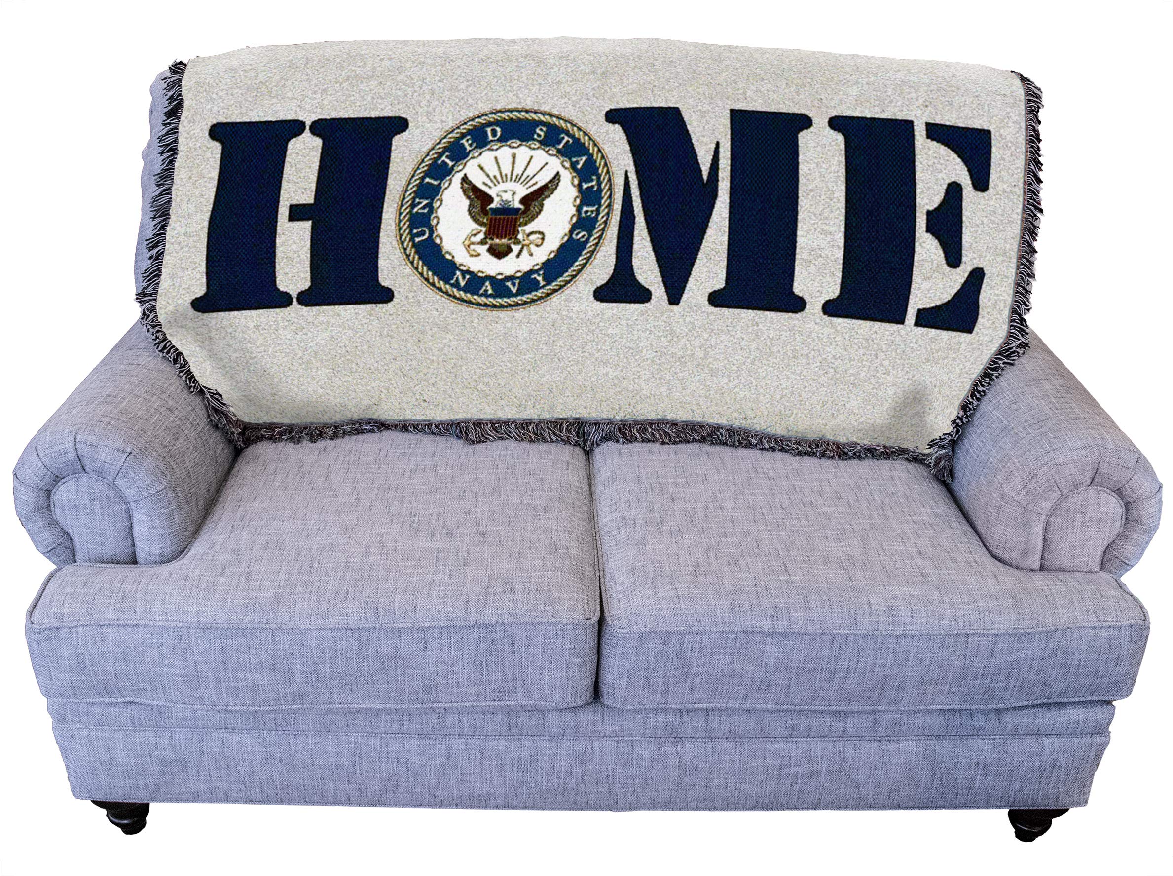 Pure Country Weavers Pcw - Us Navy - Home Emblem Blanket - Gift Military Tapestry Throw For Back Of Couch Or Sofa - Woven From C