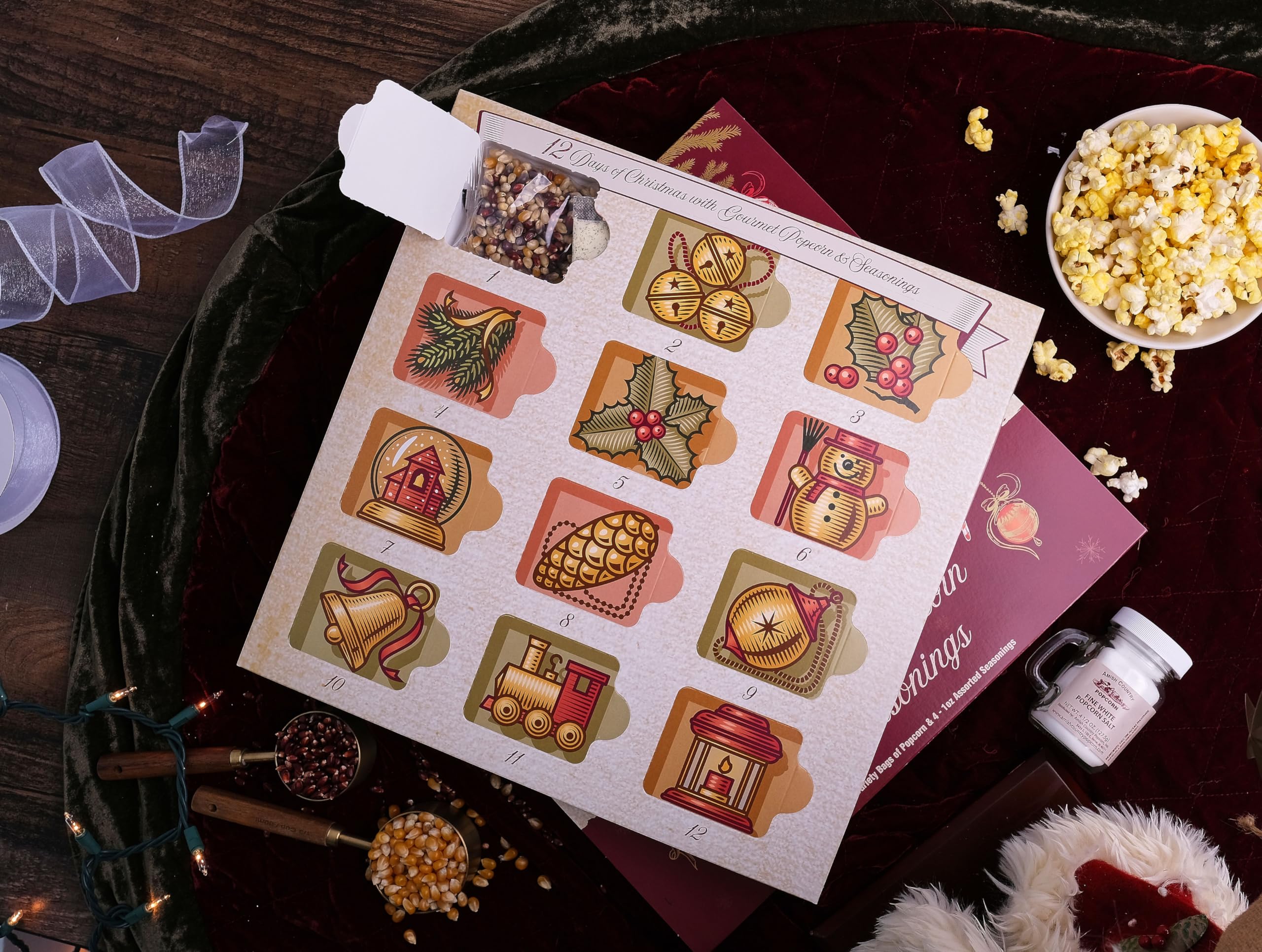 Amish Country Popcorn 2024 Advent Calendar | 12 Days Of Popcorn And Seasoning Delight | A Festive Christmas Gift Set For The Who