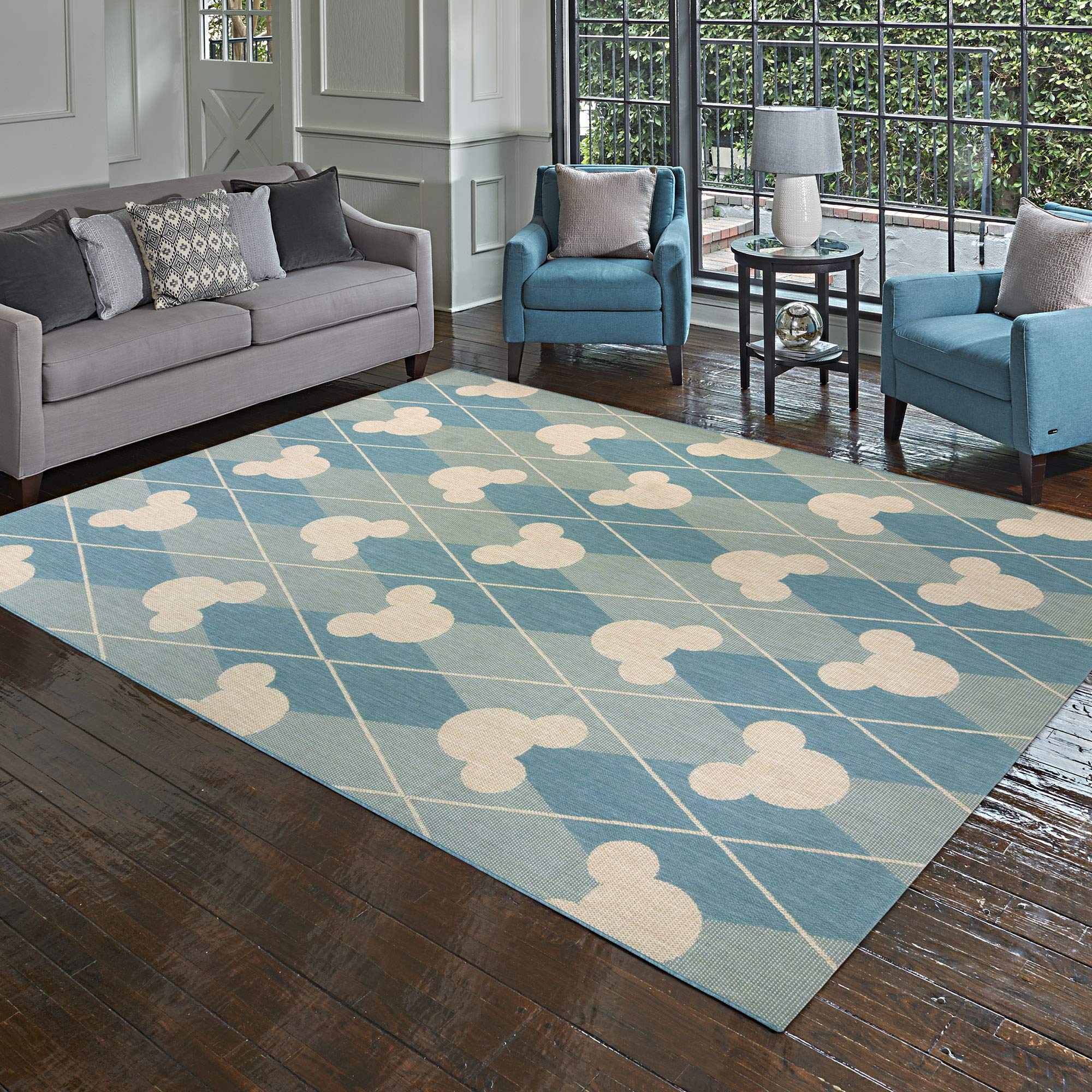 Gertmenian Mickey Mouse Indoor Outdoor Rug, Disney Home Decor, Perfect Area Carpet For Deck, Patio, Sunroom, Office, Playroom, L