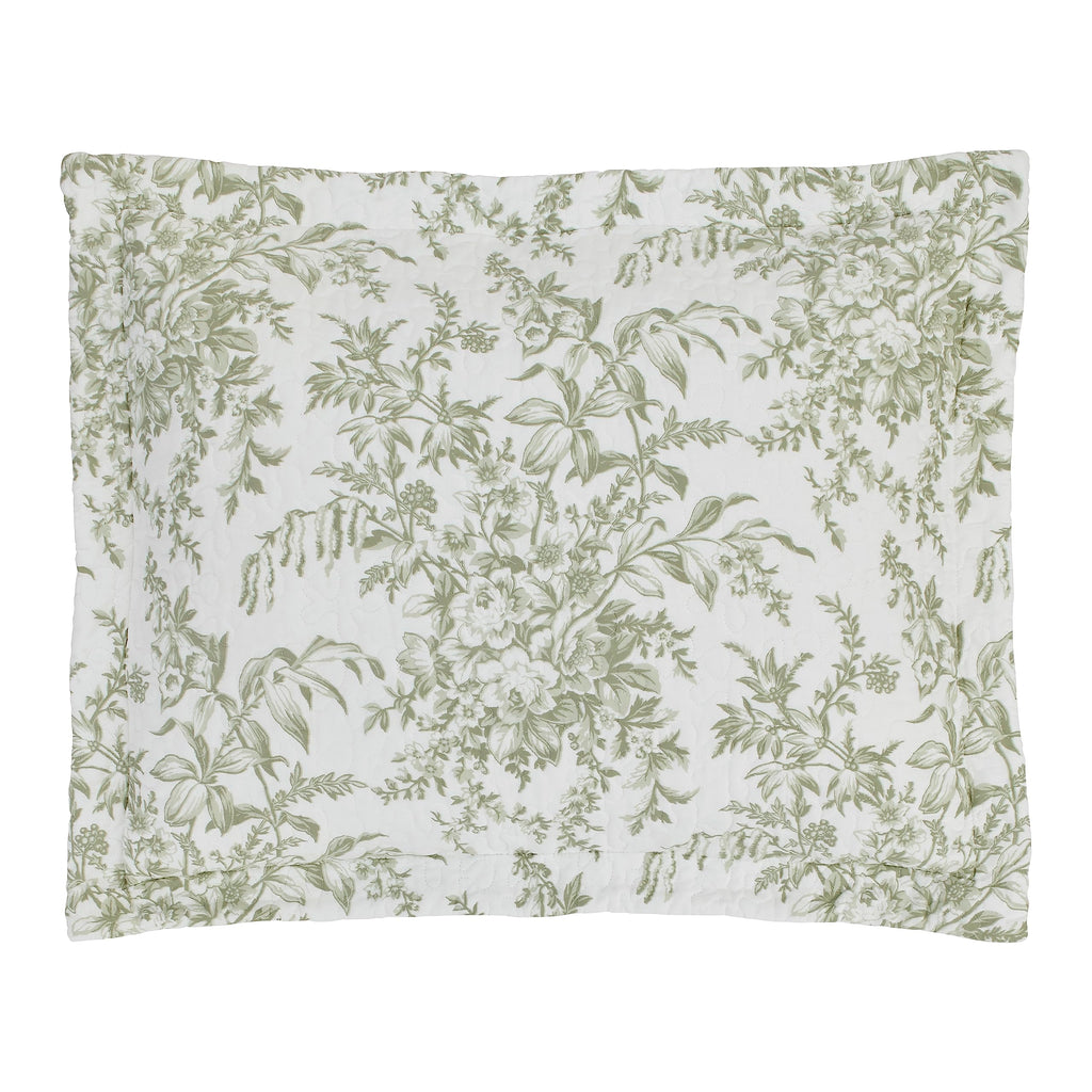 Laura Ashley - Twin Quilt Set, Reversible Cotton Bedding With Matching Sham, Lightweight Home Decor For All Seasons (Bedford Green/Off-White, Twin)