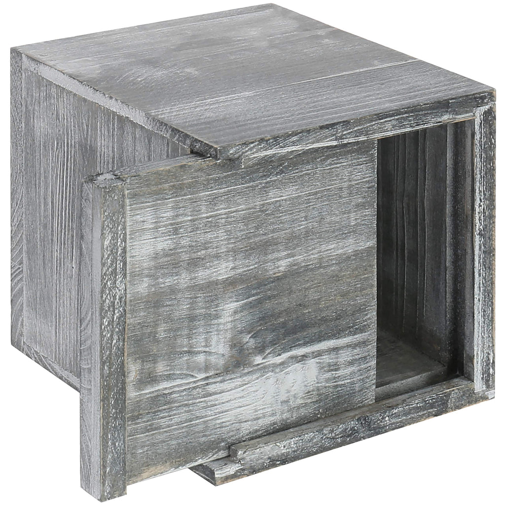 Mygift Graywashed Wood Decorative Tissue Box Holder Cover, Bathroom Facial Tissue Box Cover With Easy Refill Slide-Out Bottom Pa