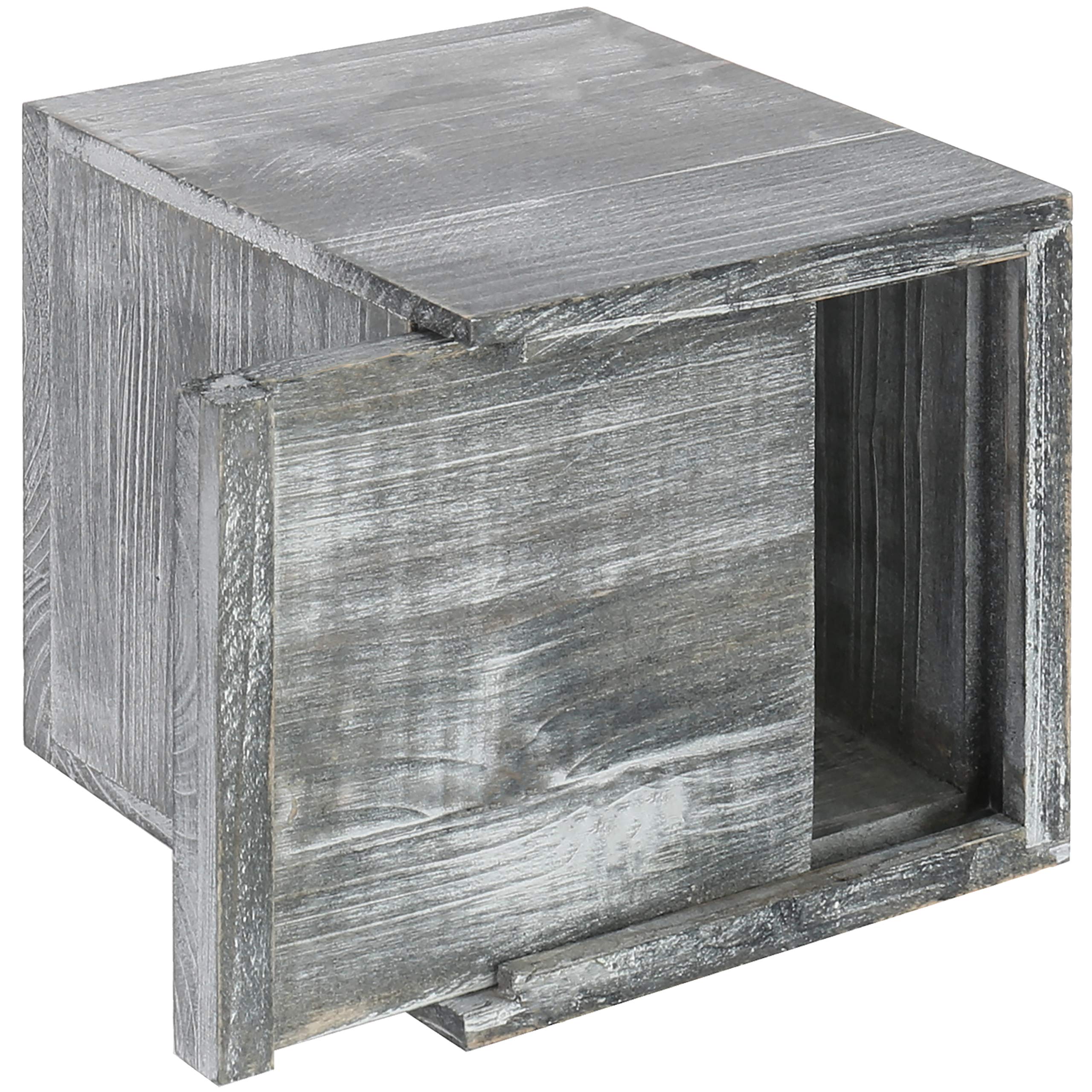 Mygift Graywashed Wood Decorative Tissue Box Holder Cover, Bathroom Facial Tissue Box Cover With Easy Refill Slide-Out Bottom Pa