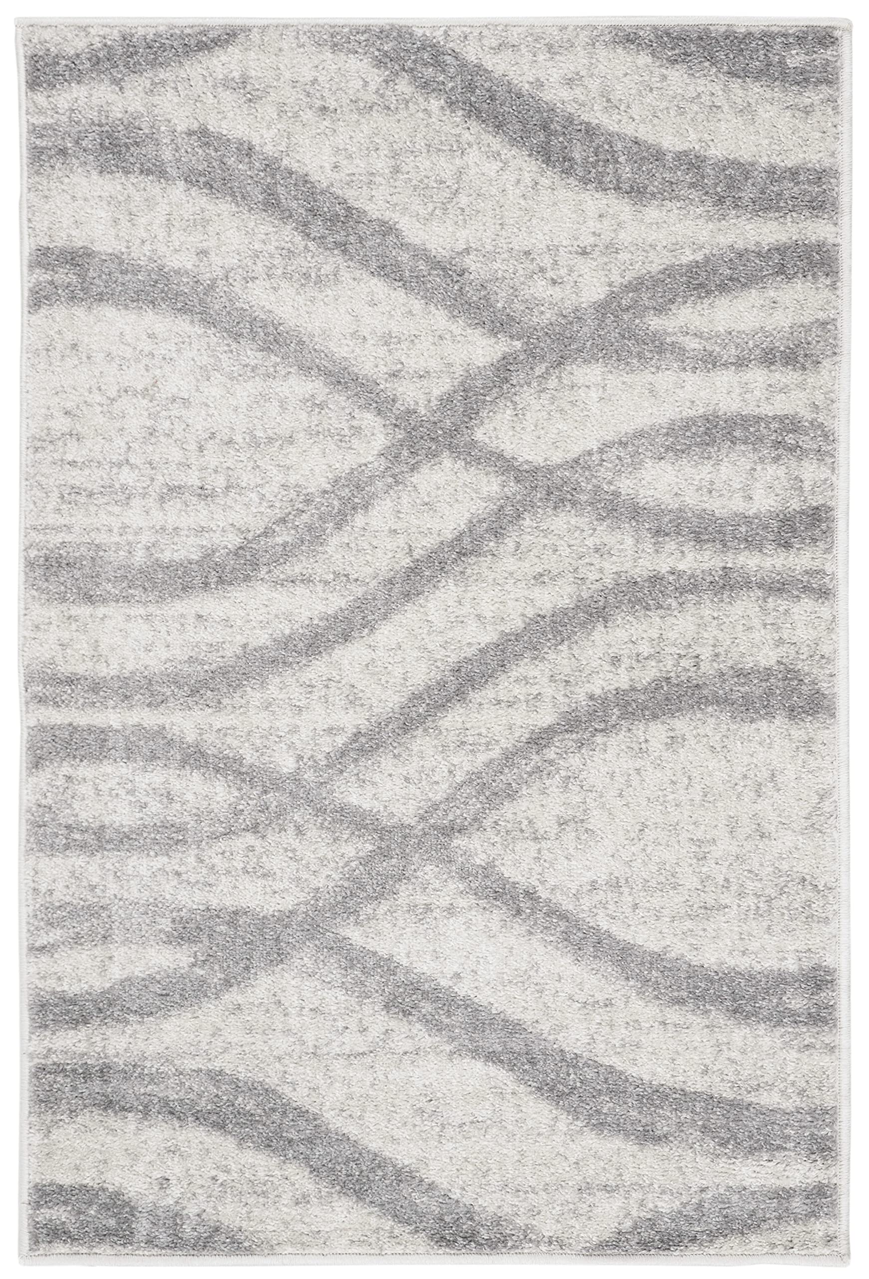 SAFAVIEH Adirondack Collection Accent Rug - 26 x 4, Cream & Grey, Modern Wave Distressed Design, Non-Shedding & Easy Care, Ide
