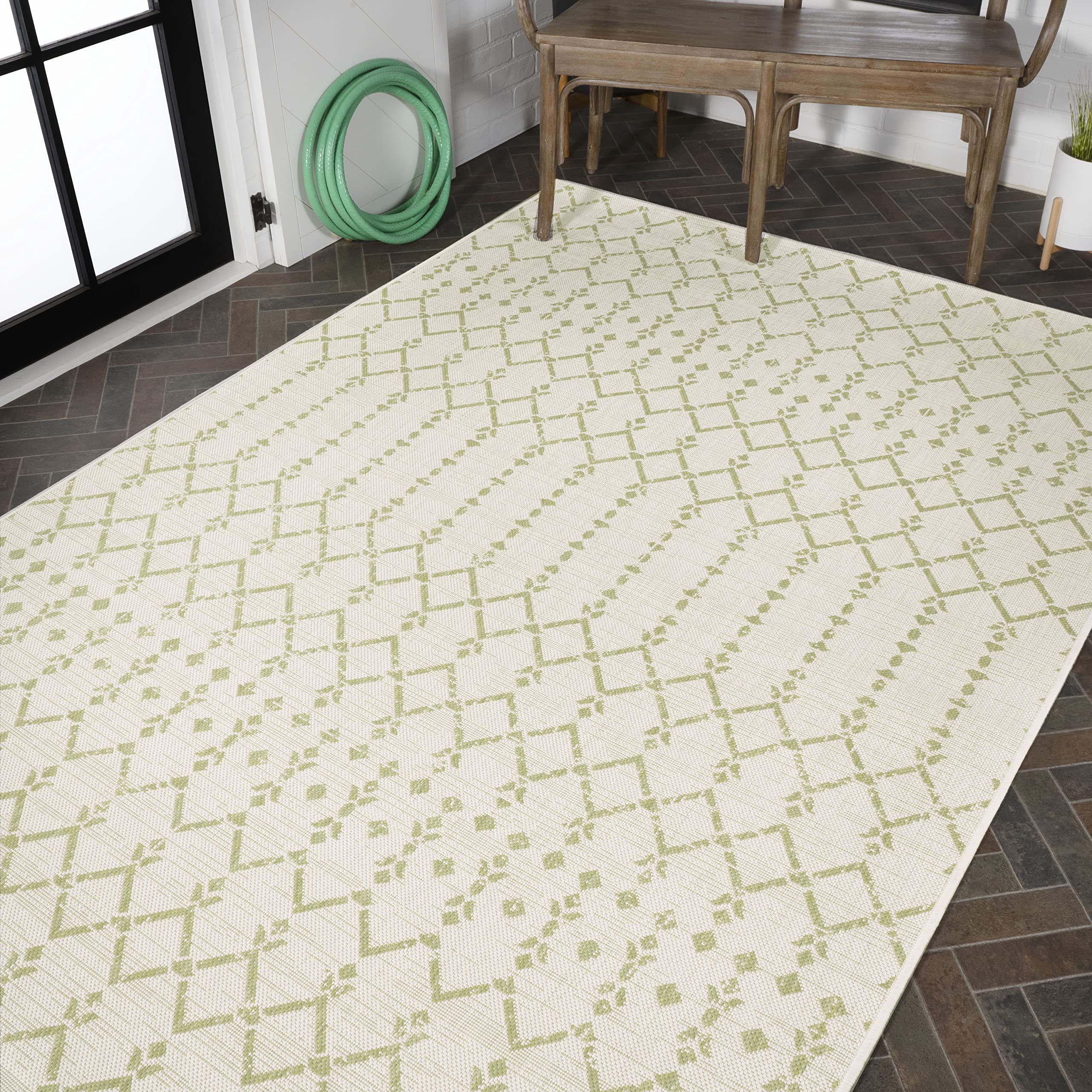 Jonathan Y Smb108M-8 Ourika Moroccan Geometric Textured Weave Indoor Outdoor Area-Rug, Bohemian Coastal Traditional Easy-Cleanin