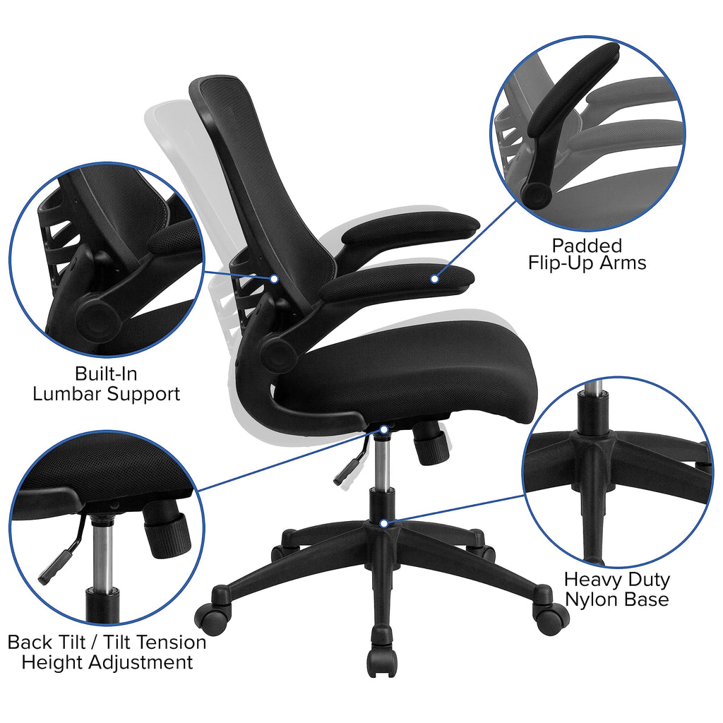 Flash Furniture Calder Work From Home Kit - Black Computer Desk, Ergonomic Mesh Office Chair And Locking Mobile Filing Cabinet With Side Handles