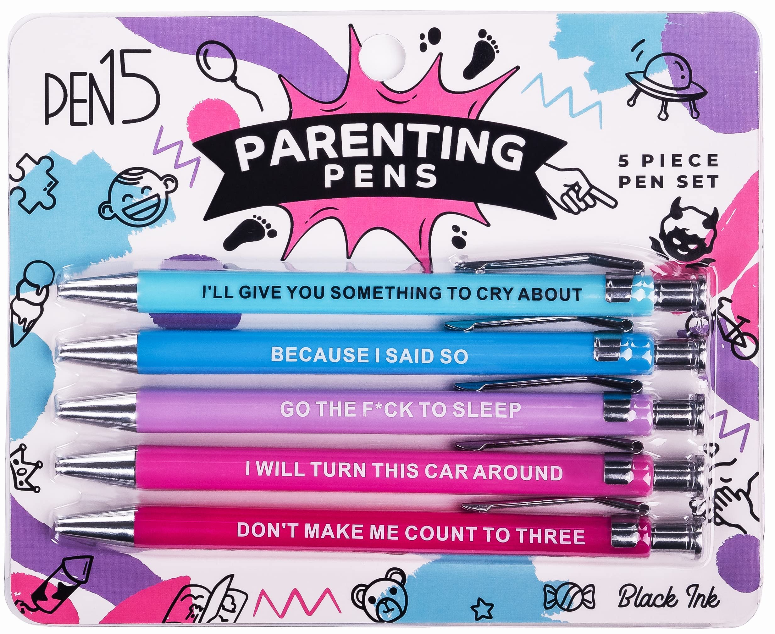 Milktoast Brands Parenting Pens, Funny Pens For New Moms And Dads, Snarky Gag Gift For Parents, Office Gifts, Baby Showers, Set