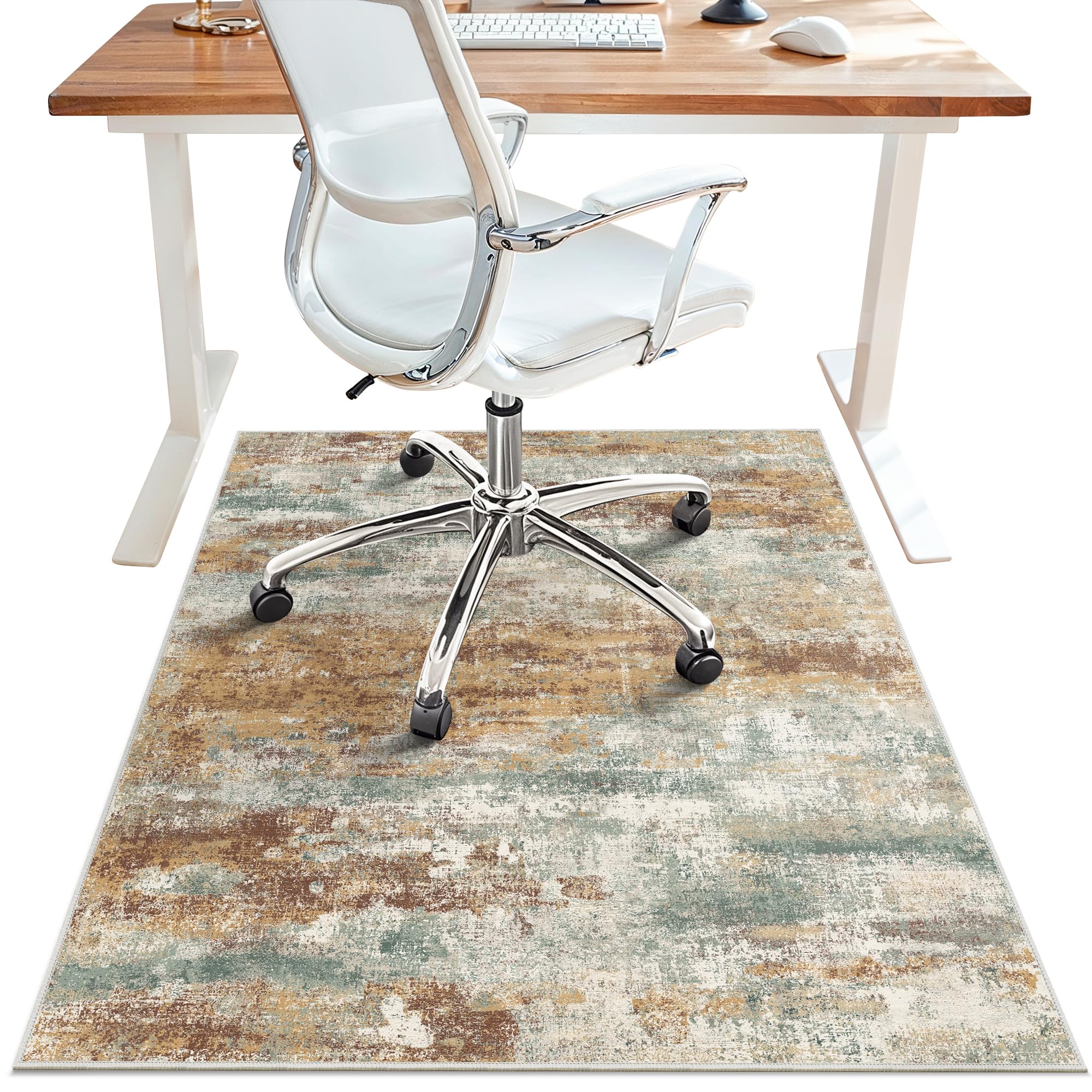 Office Chair Mat For Hardwood Tile Floor, Abstract 48'X 60' Desk Mats For Office Chair On Rolling Chairs Carpet, Desk Anti-Sli