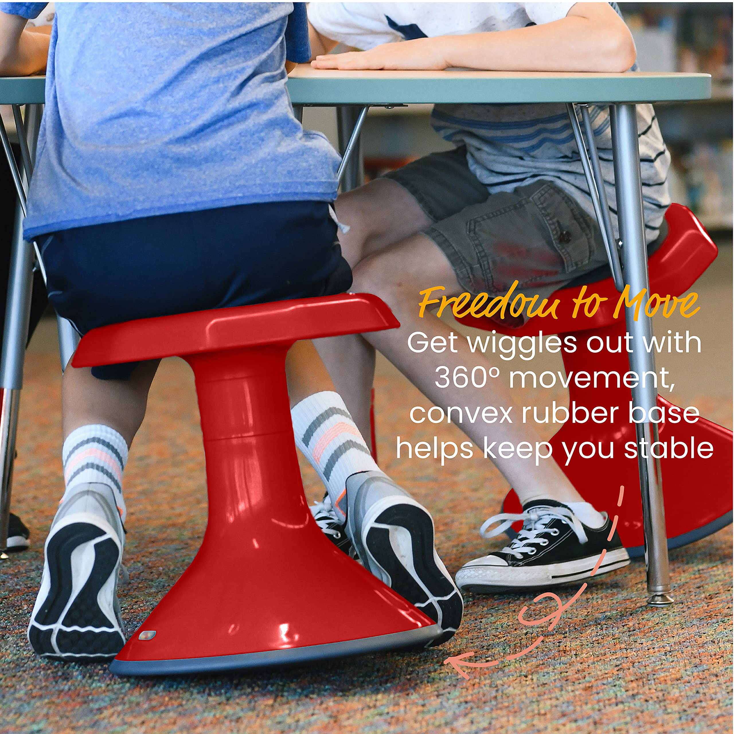 Ecr4Kids Ace Active Core Engagement Wobble Stool, 15-Inch Seat Height, Flexible Seating, Red