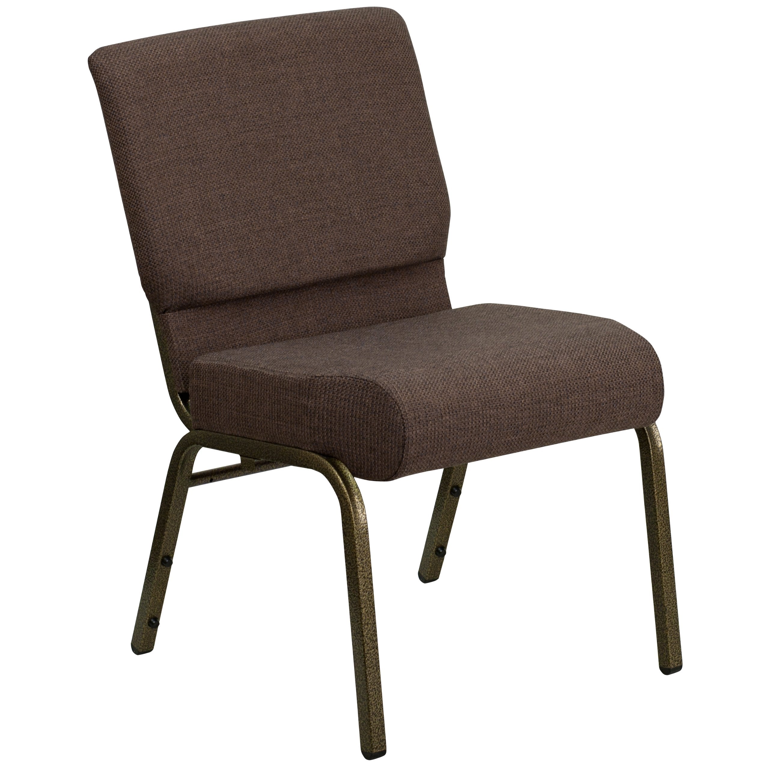 Flash Furniture HERCULES Series 21''W Stacking Church Chair in Brown Fabric - Gold Vein Frame