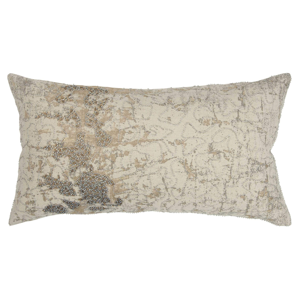 Rizzy Home T14039 Decorative Pillow, 14&quot; x 26&quot;, Beige/Gold