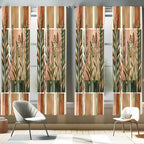 Ambesonne Botanical Window Curtains Pack of 2, Watercolor Fall Branches and Geometric Mid Century Modern Autumnal Art, Lightweig