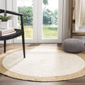 SAFAVIEH Natural Fiber Collection Area Rug - 4 Round, Ivory & Natural, Handmade Boho Braided Jute, Ideal for High Traffic Areas