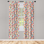 Ambesonne Geometric Window Curtains Pack Of 2, Raindrops Doodle Style Creative Leaf Shaped Colorful Girls Theme, Lightweight Set