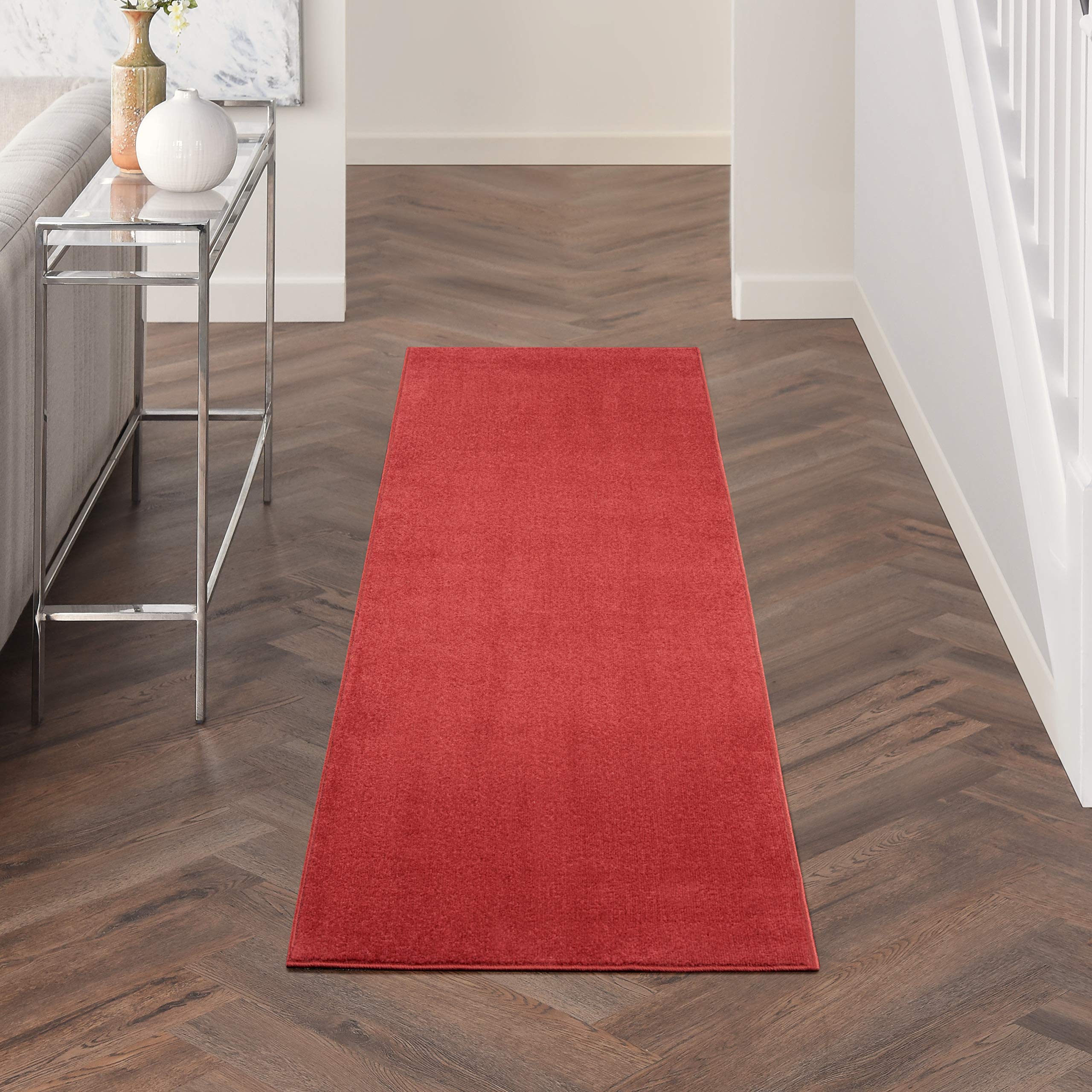 Nourison Essentials Indoor/Outdoor Brick Red 2 x 6 Area-Rug, Easy-Cleaning, Non Shedding, Bed Room, Living Room, Dining Room, 