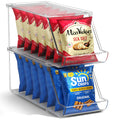Sorbus Snack Organizer for Pantry, Clear Stackable Chip Bins (2 Pack)