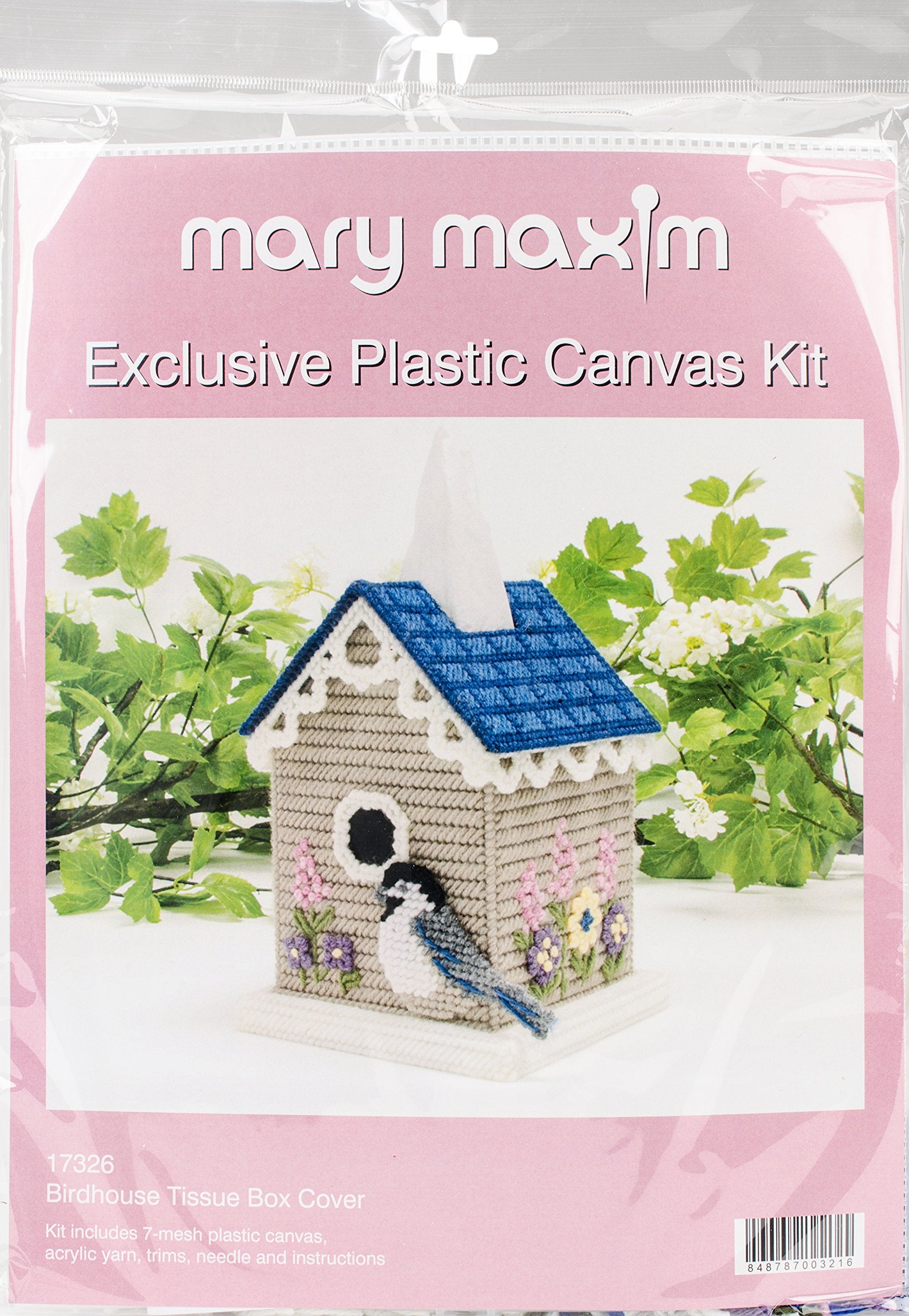 Mary Maxim Birdhouse Plastic Canvas Tissue Box Kit, 5', Multicolor