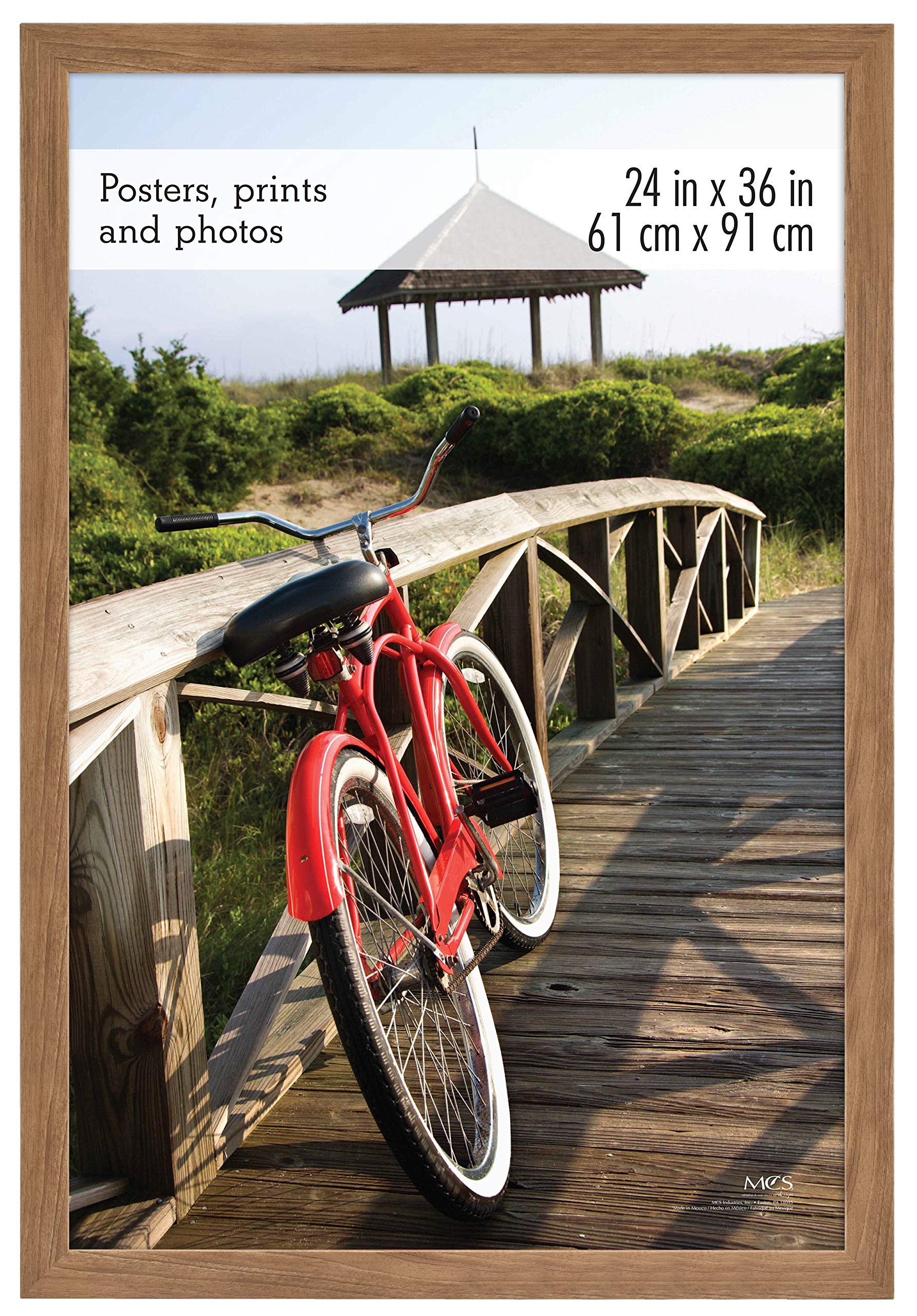 MCS Museum Poster Frame 24x36 Medium Oak, Vertical & Horizontal Wall Hanging Large Picture Frame for Photos, Posters & Art Print